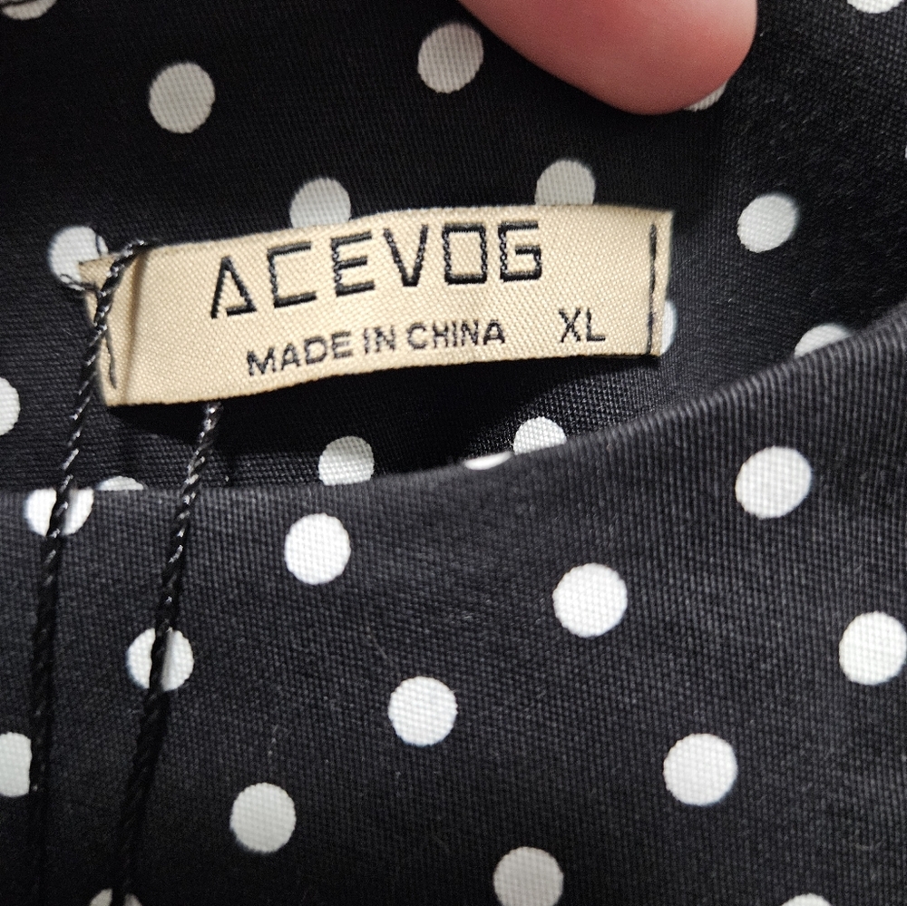 Elever Womens 50s Black Chic Polka Dot 3/4 Sleeve Wear to Work Sheath Dress XL - Picture 8 of 8